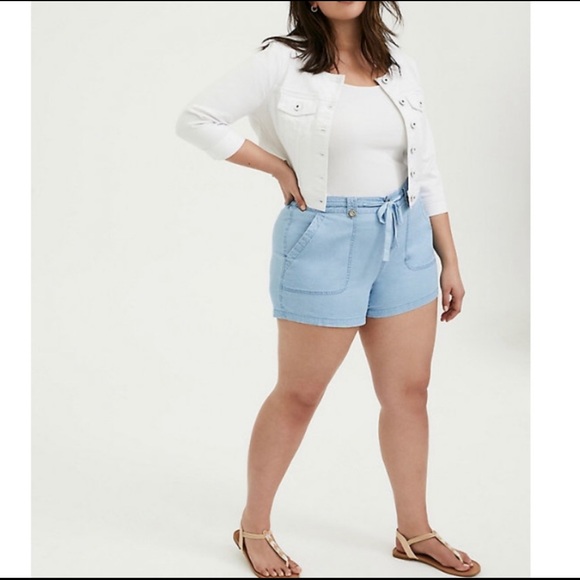 plus size chambray shorts